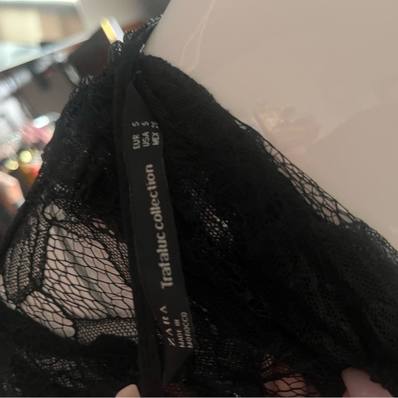 ZARA sz S black lace layer dress with slip - Picture 6 of 8